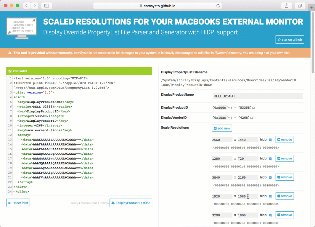 Scaled Resolutions Parser and Generator