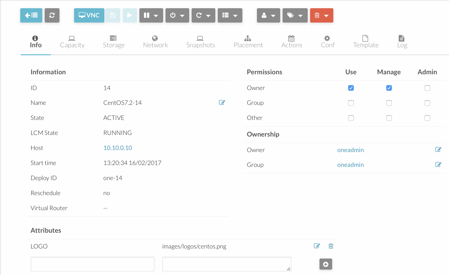 VM Details using the GUI