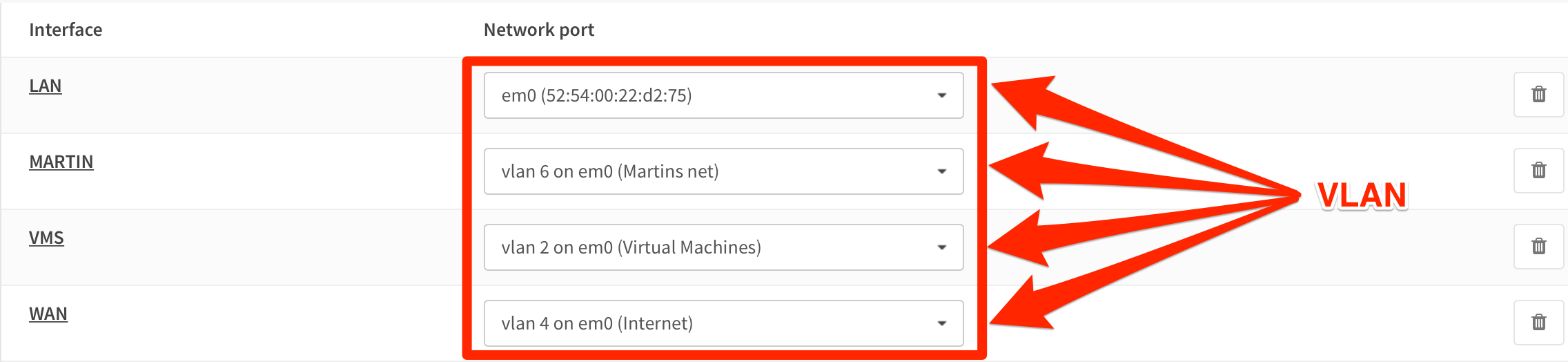 VLAN Configuration on OPNsense router